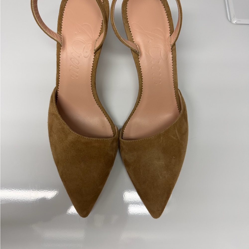 J.Crew Colette Suede Slingback Pumps - Made in Italy - Cappuccino Tan - size 8